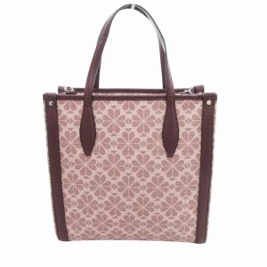 kate spade new york 美品 ローワンスペードフラワーコーテッドキャンバス 2way トートバッグ ショルダー レザー ピンク