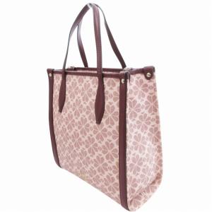 kate spade new york 美品 ローワンスペードフラワーコーテッドキャンバス 2way トートバッグ ショルダー レザー ピンク
