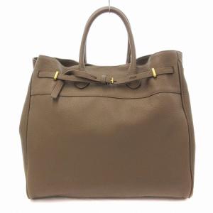 2WAY ハンドバッグ ショルダー レザー シボ革 ベージュ /JS