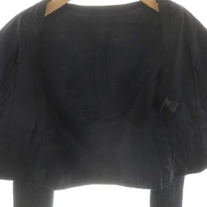 ANAYI ツイード ジャケット ノーカラー 36 ネイビー