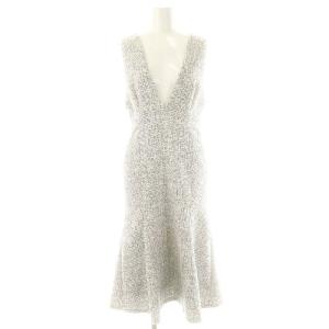 23AW ツイードジャンパードレス ジャンパースカート ワンピース ロング 36 ホワイト ブラック /DF