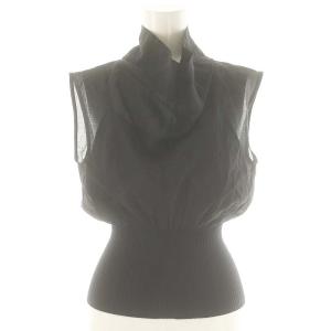 22SS ウエストリブシアードレープトップス ブラウス ノースリーブ F ブラック /DF OS