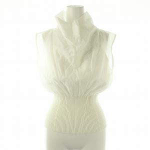 22SS ウエストリブシアードレープトップス カットソー ノースリーブ F ホワイト /HK OS