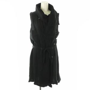 ノースリーブロングコート ウール混 34 黒