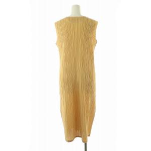 PLEATS PLEASE ISSEY MIYAKE イッセイミヤケ プリーツノースリーブワンピース ロング 2 ベージュ PP21-JH245