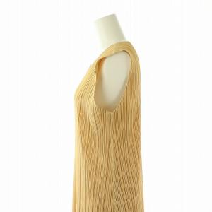 PLEATS PLEASE ISSEY MIYAKE イッセイミヤケ プリーツノースリーブワンピース ロング 2 ベージュ PP21-JH245