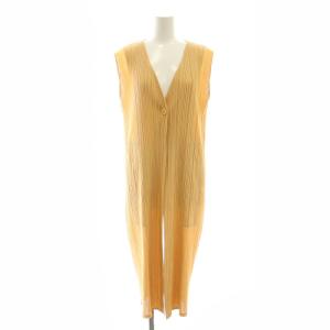 イッセイミヤケ プリーツロングジレ ベスト 2 ベージュ PP21-JE242 /DF OS SH