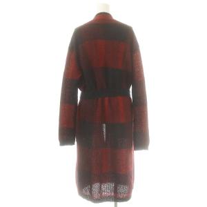 Max Mara Studio MaxMaraStudio モヘヤ チェック ロングカーディガン ニット ベルト付き S 赤 紺 /MI OS