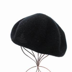 ベレー帽 オーブ刺繍 ウール M ブラック
