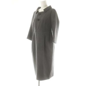 FOXEY BOUTIQUE ウールボタンデザインワンピース ロング 40 グレー 23229 /DO OS