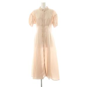 ウエストシェイプワンピース ロング 半袖 38 ピンク /HK OS