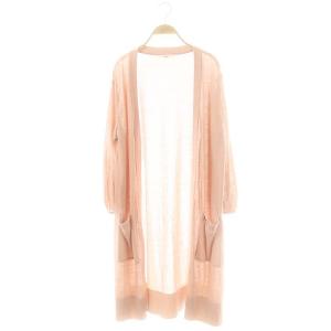 6922500 ロゴプレートロングカーディガン ニット リネン混 38 ピンク /MI OS