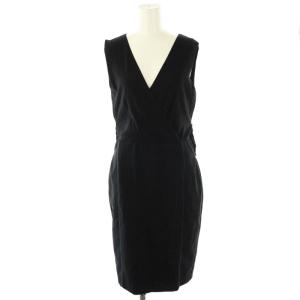 白タグ ピンストライプ ワンピース カシュクール調 紺 /MI OS