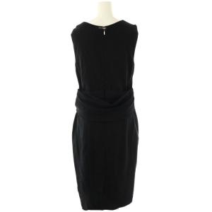 Max Mara 白タグ ピンストライプ ワンピース カシュクール調 紺 /MI OS