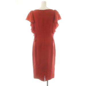 Max Mara フリル ワンピース ひざ丈 半袖 レッド /DF OS
