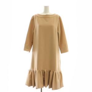 袖口スリット バルーン ワンピース ミモレ ロング 七分袖 38 ピンクベージュ /AT OS