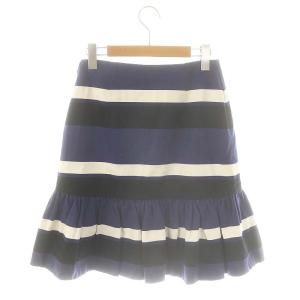 PRADA ボーダー ペプラムスカート ひざ丈 40S マルチカラー /DF OS