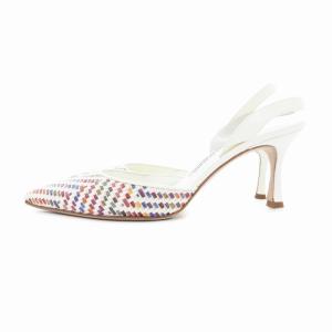 MANOLO BLAHNIK スリングバック パンプス ポインテッドトゥ 35.5 白系 マルチカラー /UO
