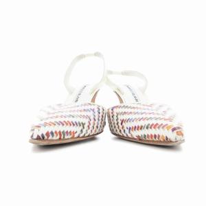 MANOLO BLAHNIK スリングバック パンプス ポインテッドトゥ 35.5 白系 マルチカラー /UO