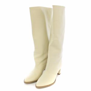 ロングブーツ レザー チャンキーヒール 38 24-24.5cm ホワイト /TK OF