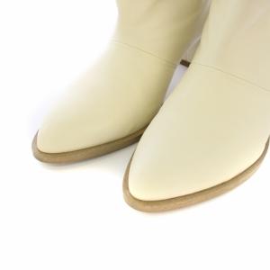 UNITED ARROWS ロングブーツ レザー チャンキーヒール 38 24-24.5cm ホワイト /TK OF