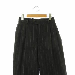 INSCRIRE COMBINE TWO PANTS 異素材切替え パンツ ワイド ストライプ 36 ブラック /DF OS