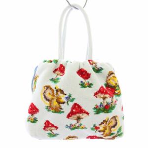 FEILER マッシュルームフォレスト チップマンク ハンドバッグ 巾着 ポーチ 総柄 水色 /TK OF