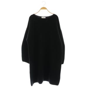 23AW ファインウールニットミニワンピース 長袖 ウール 黒 /NR OS