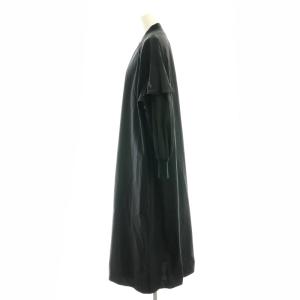 BEARDSLEY フリルショルダー ナイロン ジップアップ ロングコート F 黒 /MI OS