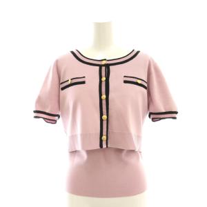 24SS ラインディティールアンサンブル セット カーディガン ニット 2 ピンク /AT OS