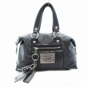 ポピー ハンドバッグ ショルダー 2WAY チャーム付き 黒 ブラック 15914 /UD