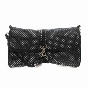 美品 メッセンジャーバッグ ショルダーバッグ ドット 水玉 黒 ブラック 白 ホワイト /FT