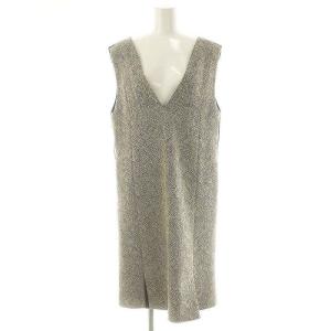 クラシックヘリンボーンジャンスカ ワンピース ロング 36 ブラック アイボリー /DO OS