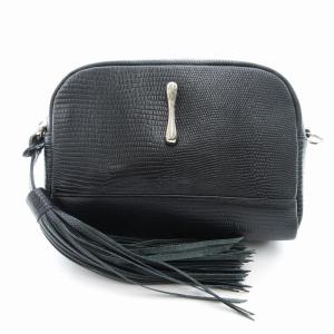 美品 Revue Lizard ショルダーバッグ クラッチ 2WAY リザード型押 黒 ブラック /UO