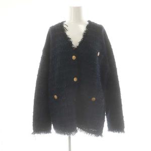 TWEEDニットカーディガン 長袖 ネイビー /HK OS