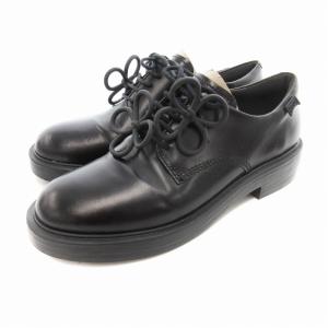 TWINS レースアップシューズ フラワーモチーフ レザー 39 25 黒 ブラック /AE