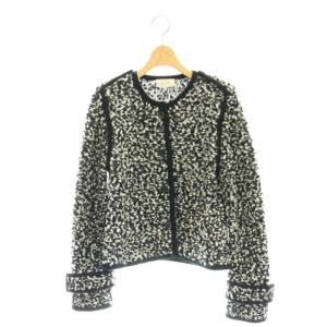 ダルメシアンニット クルーネックジャケット F 黒 ブラック 白 ホワイト /AT OS