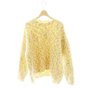 23AW カラーミックスモヘヤ クルーネックプルオーバー ニット セーター 長袖 S イエロー マルチカラー