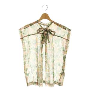 24AW カクタスフラワープリント2WAYボウタイブラウス ノースリーブ 総柄 36 ピンク /AT OS