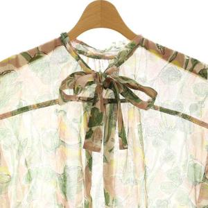 TOMORROWLAND collection 24AW カクタスフラワープリント2WAYボウタイブラウス ノースリーブ 総柄 36 ピンク /AT OS