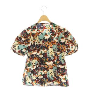 BACCA 23SS コットンタイプライター パフスリーブショートブラウス 半袖 36 マルチカラー /AT OS