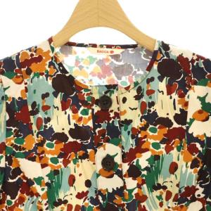 BACCA 23SS コットンタイプライター パフスリーブショートブラウス 半袖 36 マルチカラー /AT OS