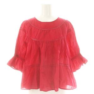 SOL BLOUSE ブラウス ギャザー 七分袖 赤 レッド /ES OS