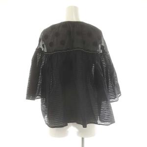 TOMORROWLAND collection 24SS テクスチャーコンビ サーキュラースリーブブラウス シャツ ラメ シルク混 36 ブラック ネイビー