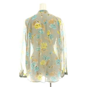 TOMORROWLAND collection 24SS リンズフラワープリントボウタイブラウス 長袖 シアー シースルー 36 グレー /AT OS