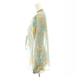 TOMORROWLAND collection 24SS リンズフラワープリントボウタイブラウス 長袖 シアー シースルー 36 グレー /AT OS
