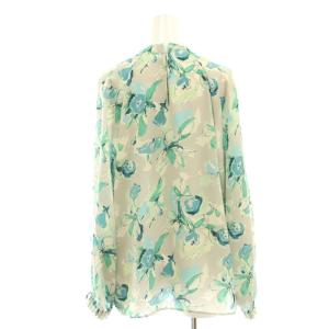 TOMORROWLAND collection 24SS ヒビスカスフラワープリント ボウタイギャザーブラウス 長袖 シアー シースルー 36 グレー