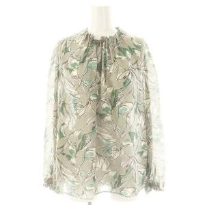 24AW ローブフラワープリントブラウス 長袖 36 グレー マルチカラー /ES OS