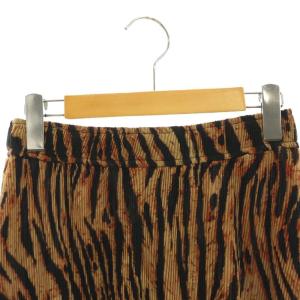 GANNI 22SS ポリエステル アニマルプリントミディスカート フレア ミモレ ロング 34 茶 ブラウン 黒