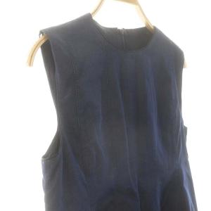 TOMORROWLAND collection 24SS コットンシルクデニムブラウス ノースリーブ フレア 36 ネイビー /ES OS